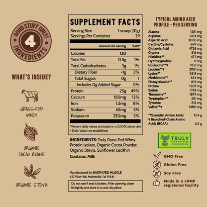 Earth Fed Muscle  Chocolate Shakeup Chocolate Grass-Fed Whey Protein 2 LB
